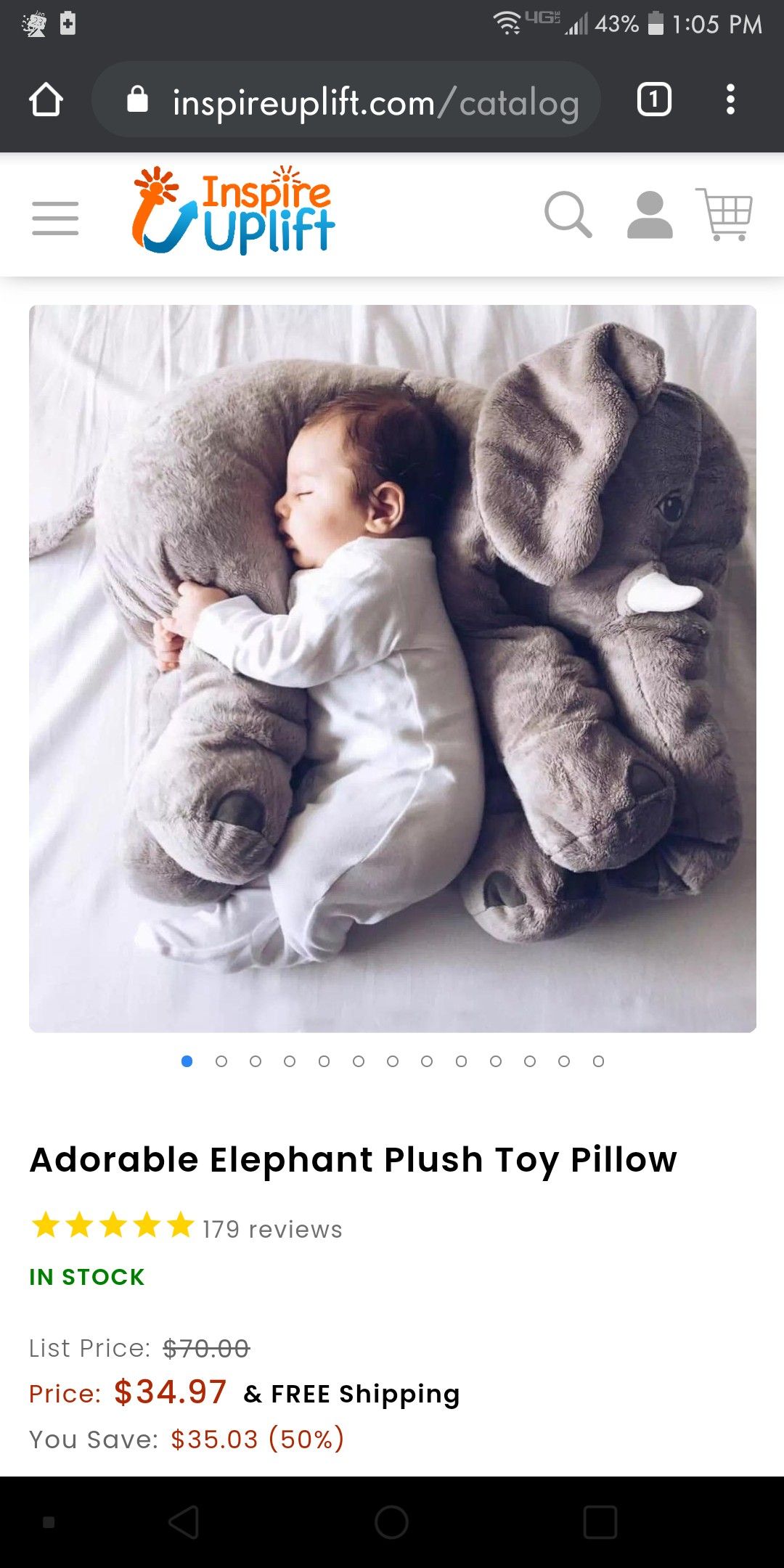 Kids elephant plush n pillow