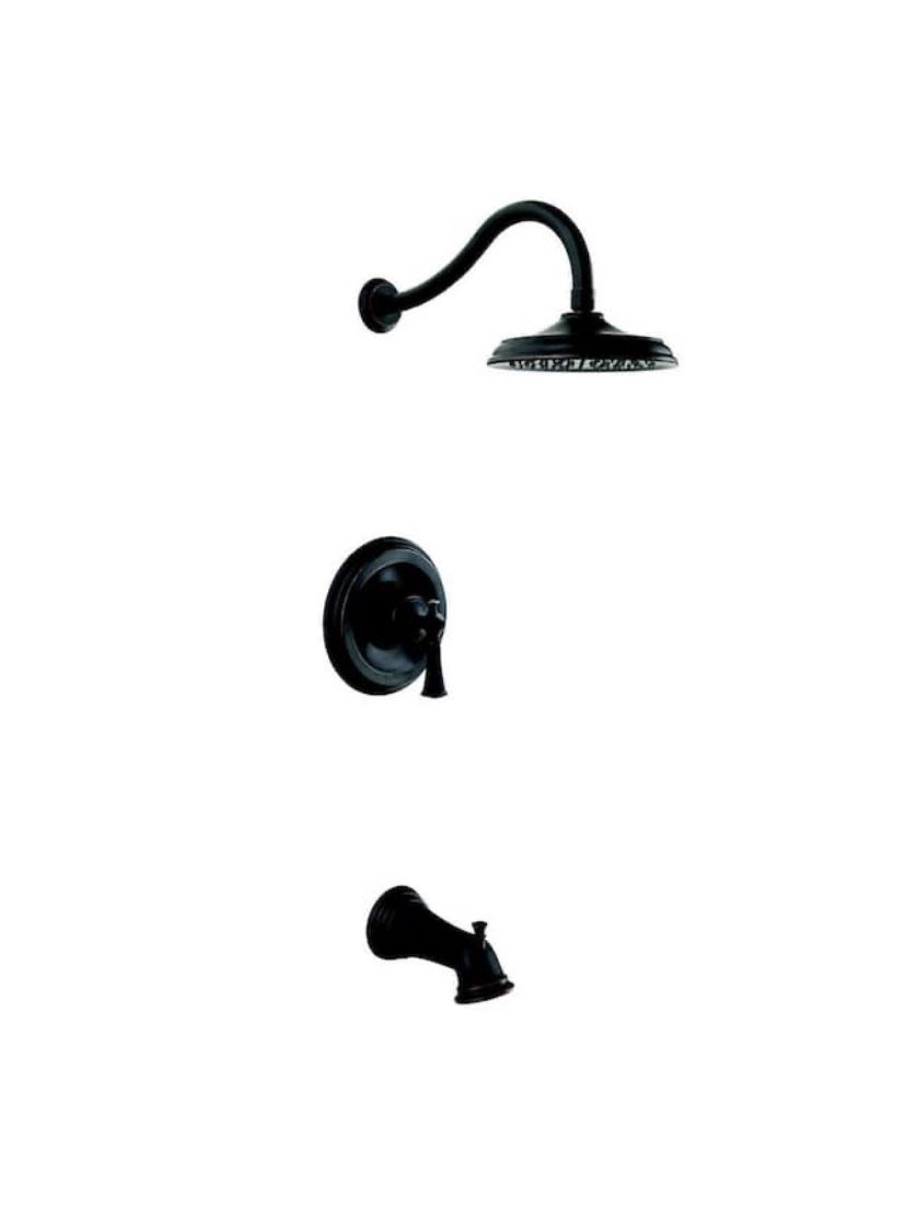 Single-Handle 1 Spray pressure balance Tub and Shower Faucet in Oil Rubbed Bronze Valve Included.