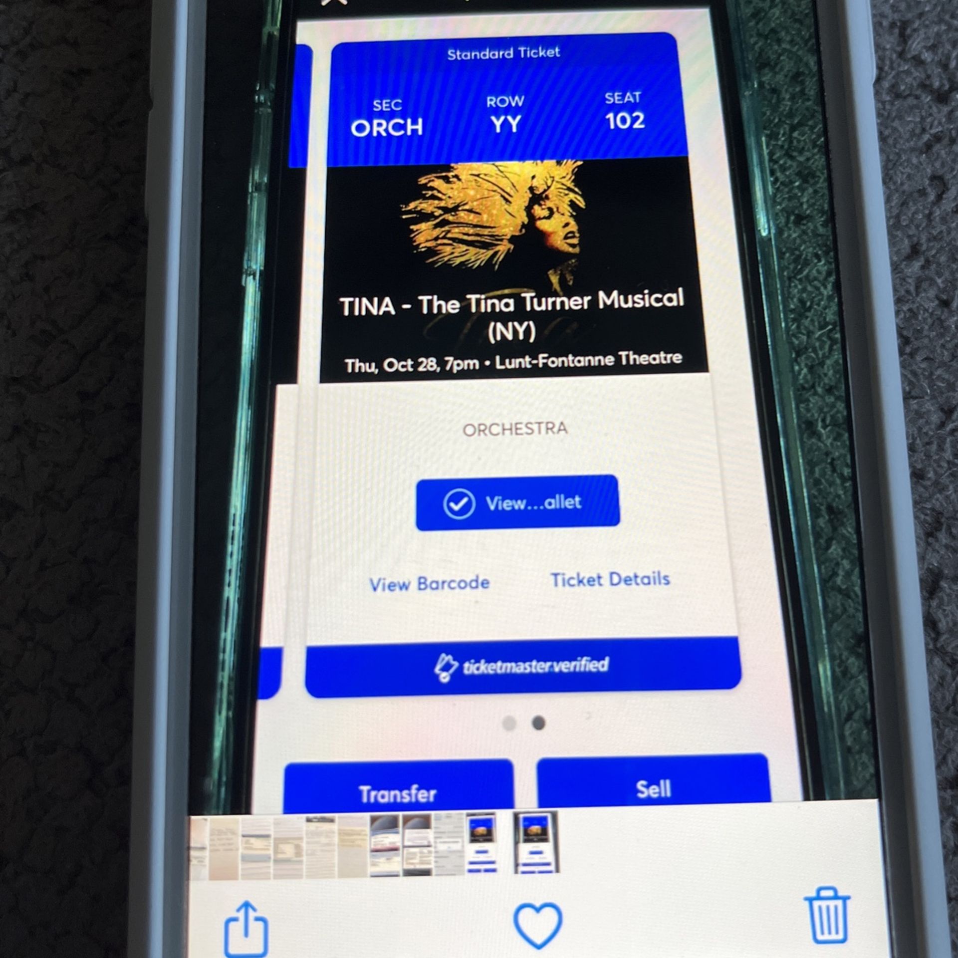 2 Tina The Musical Tickets Orchestra Row YY Seats 1&2 Price Is Per Ticket