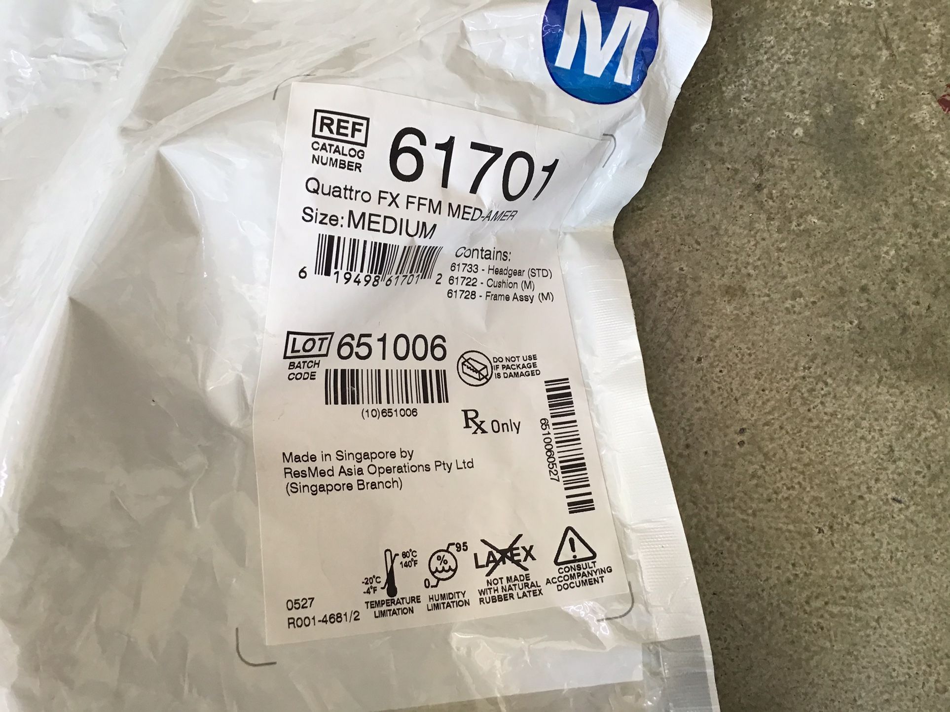New RES MED QUATTRO FX Full Face Mask, MEDIUM, 61701