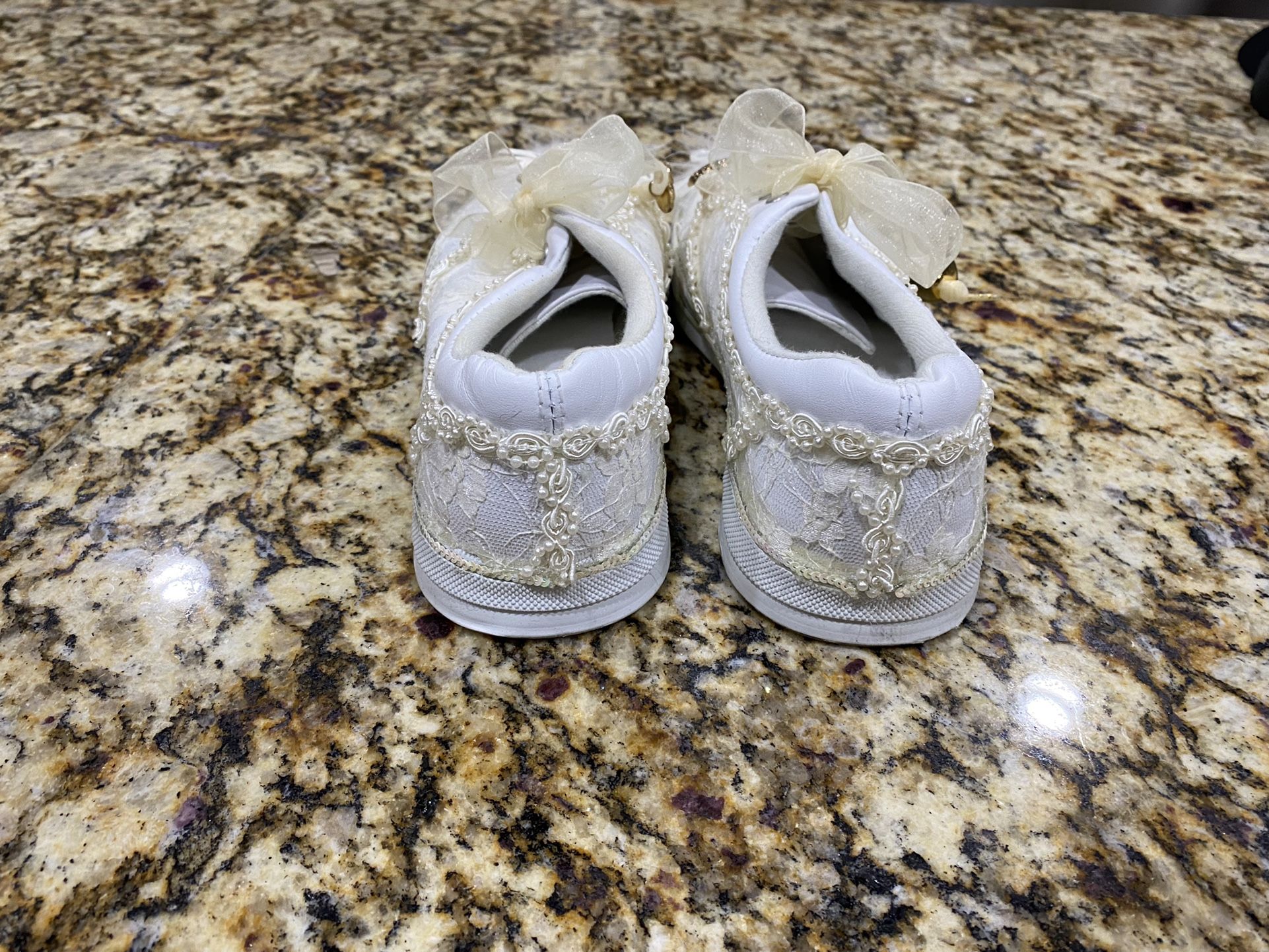 *New* Hand Embellished White Leather Wedding Shoes - Size 8