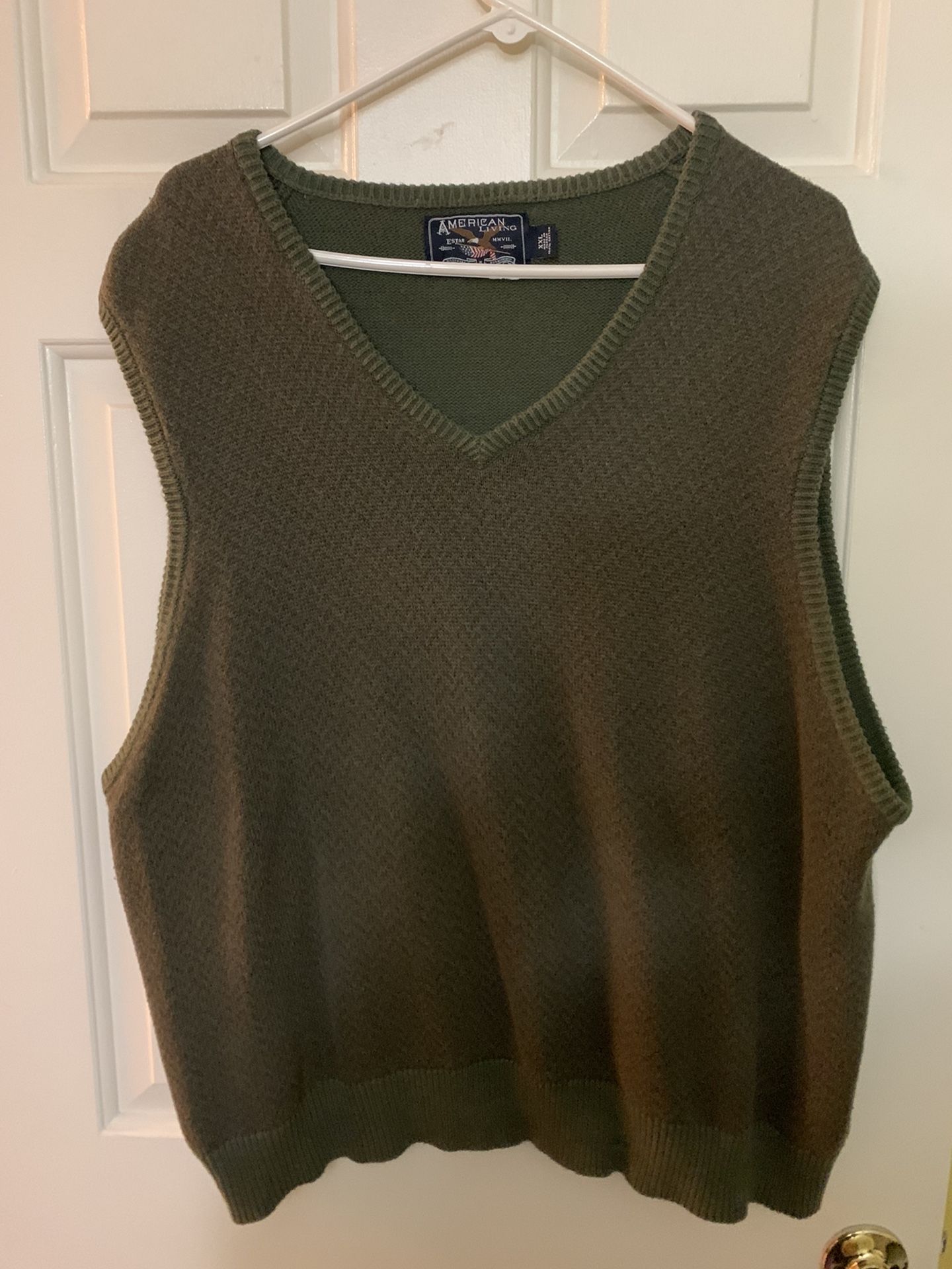 American Living Green & Brown Sweater Vest, XXL, 100% Cotton