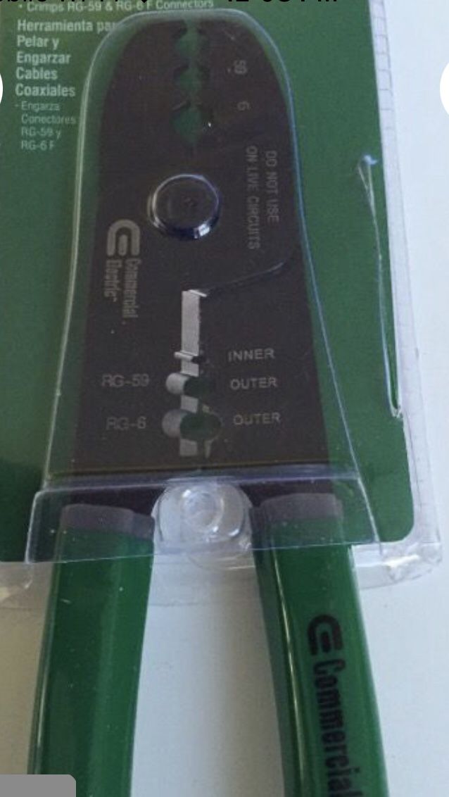 Coaxial cable strip/crimp tool