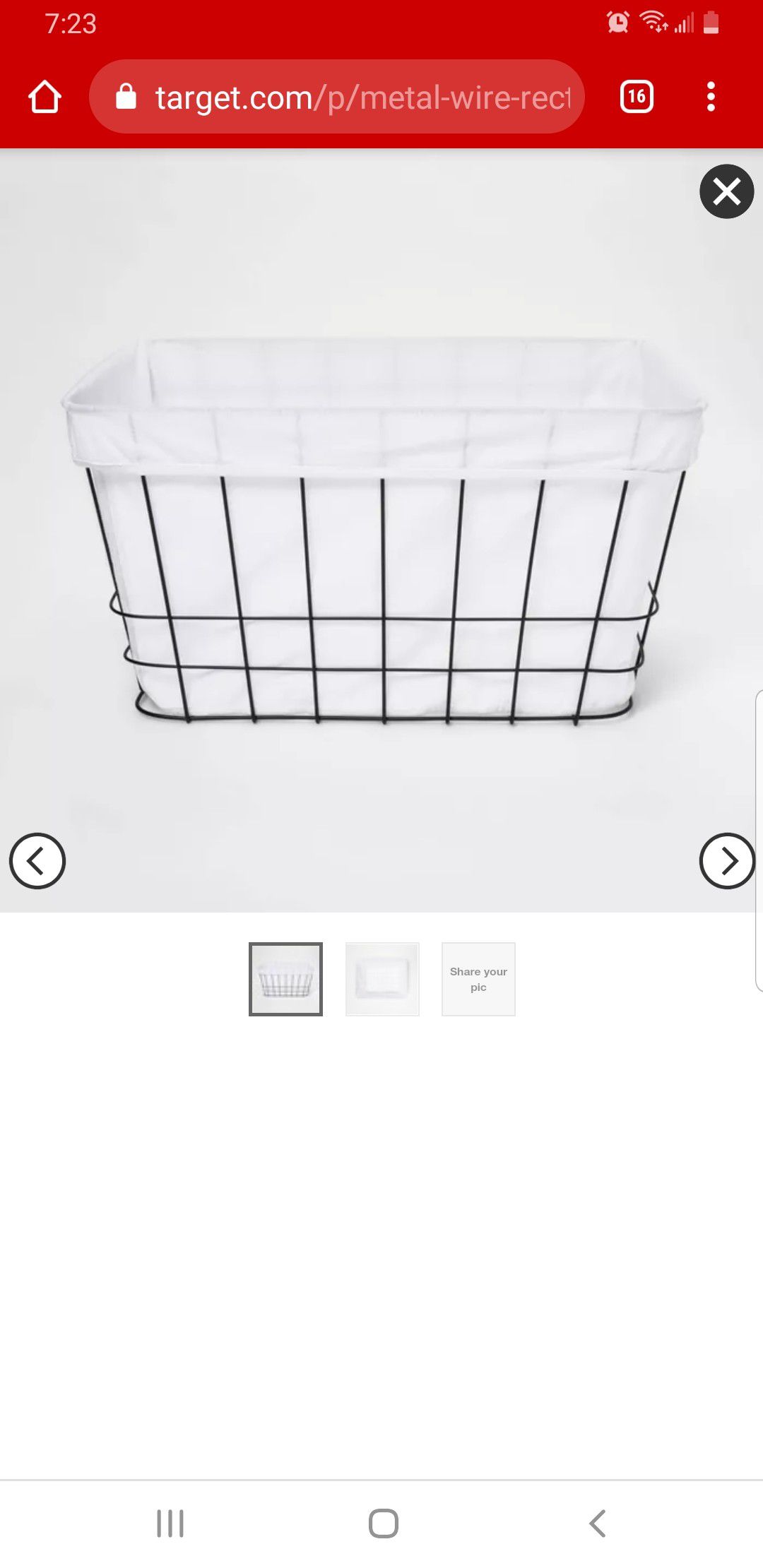Metal Wire Rectangular Basket with Fabric -