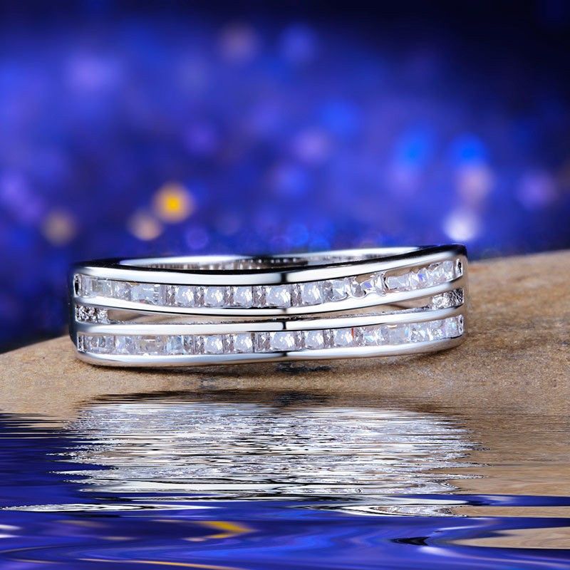"Trendy Tiny Round Gems Zircon Double Layer Fashion Rings for Women, VP1682