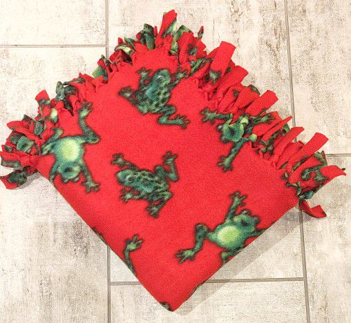 Handmade Frog Fleece Tie Blanket 47" X 56"