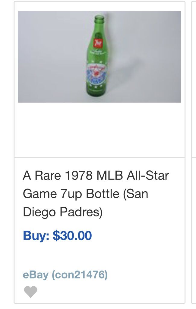 San Diego 1978 Padres All Star Game 7Up Bottle