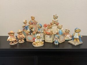 Cherished Teddies Collectibles ~ Lot of 13 PLUS Blocks Display Stand ~ NO BOXES