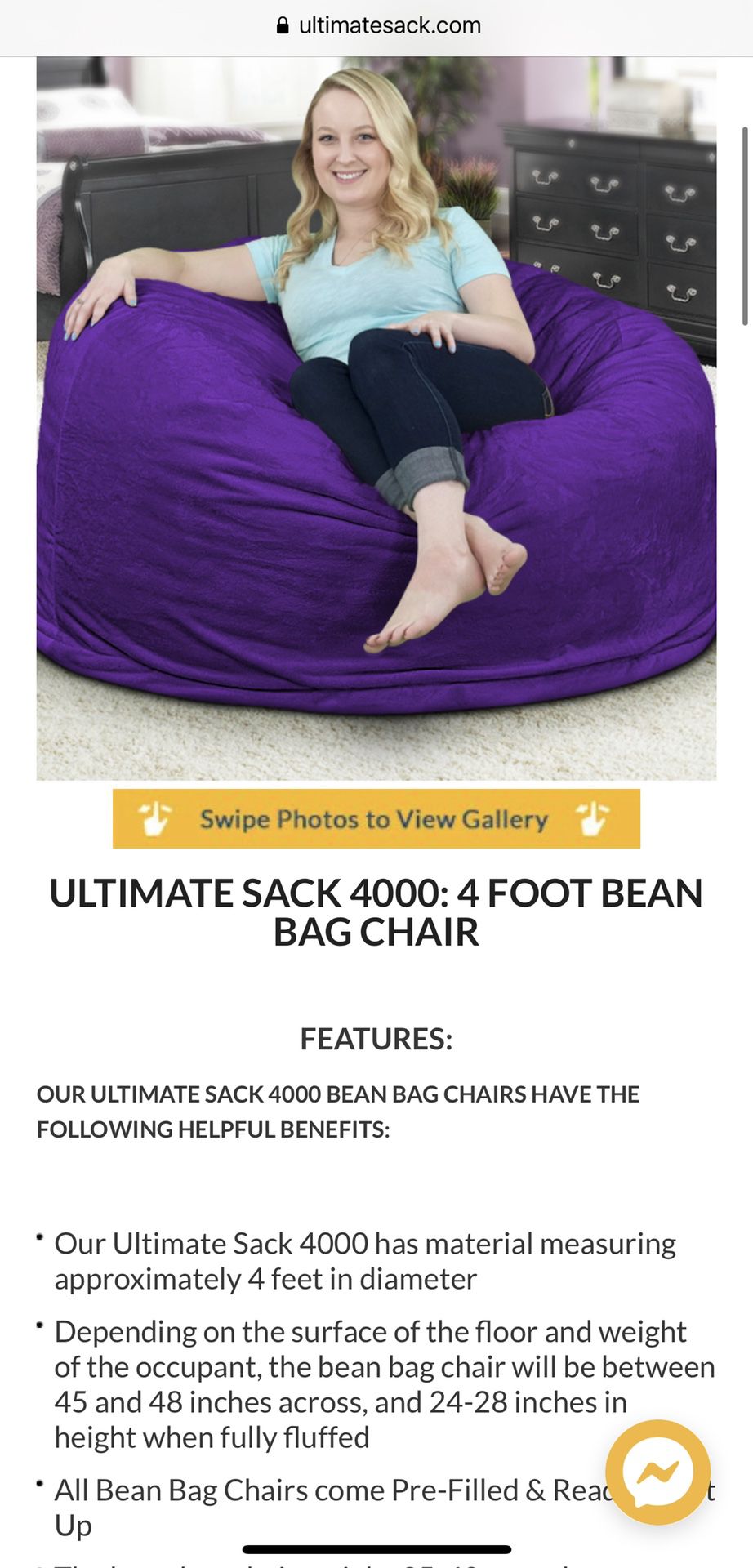 Large Grey Beanbag Chair