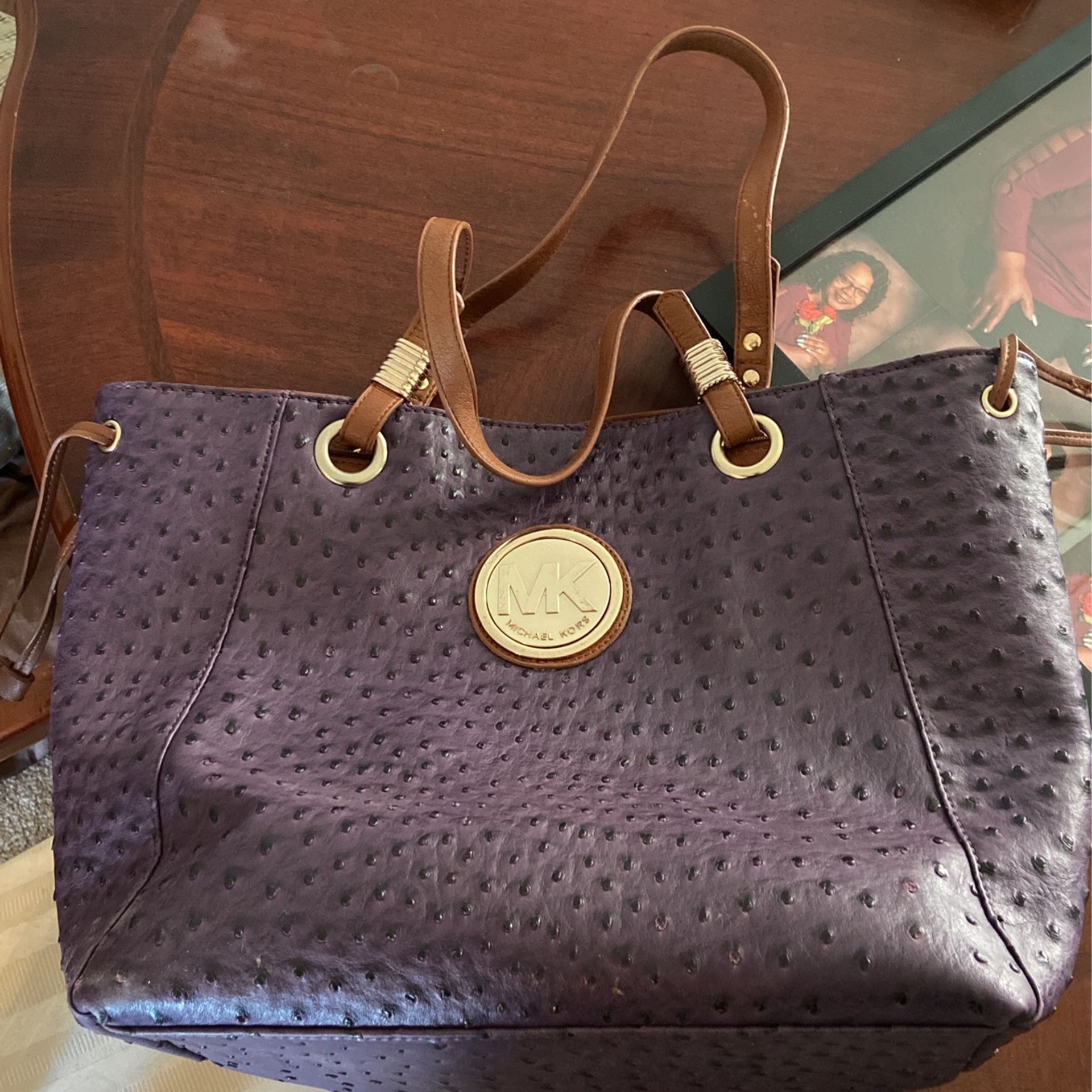 Authentic Purple Leather Micheal Kors Bag