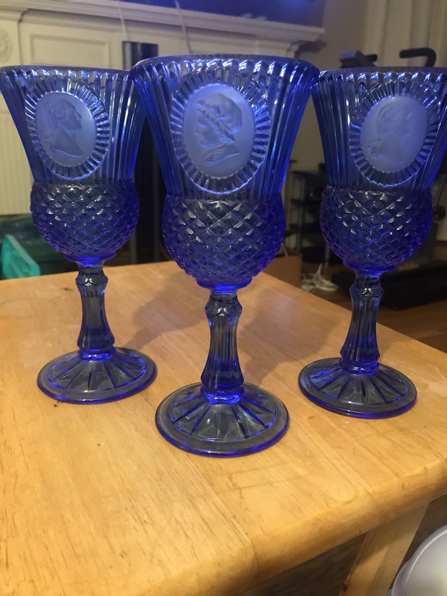 AVON George /Martha Washington Goblet FOSTORIA Cobalt Blue