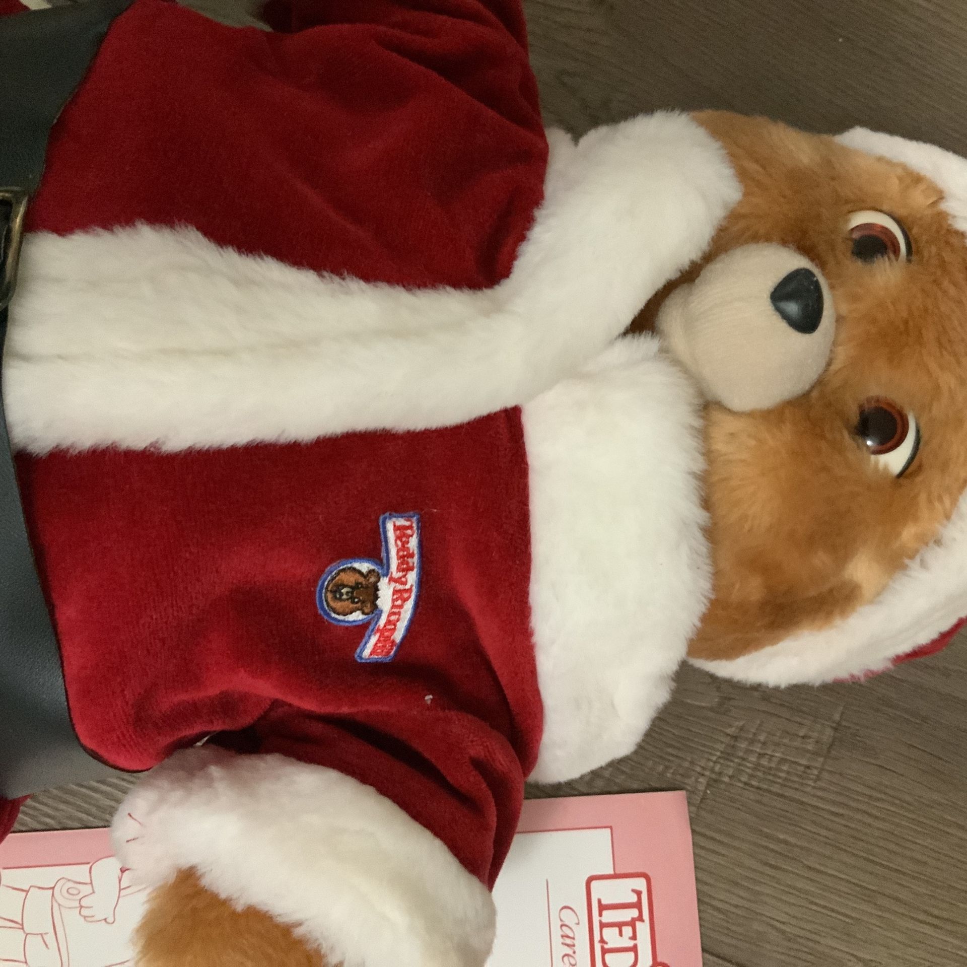 Vintage 1990 The World of Teddy Ruxpin First Animated Talking Toy With Box With Xmas Outfit