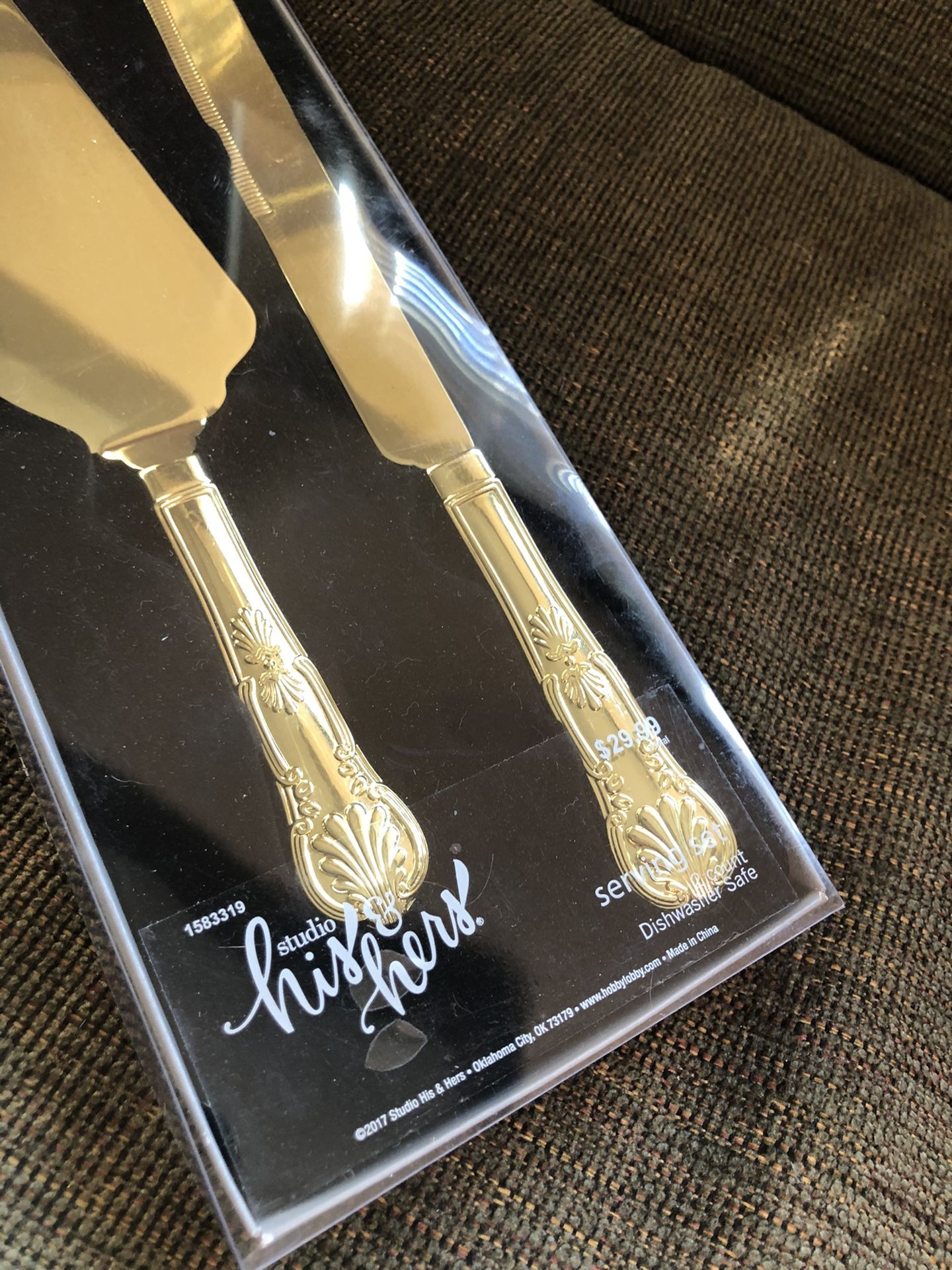 Wedding Cake Knife And Server Set Gold Vintage Style