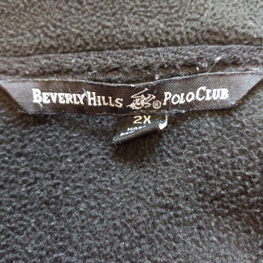 Beverly Hills Polo Club Men's Jacket 2 XL Fleece Full Zipper 4 Zip Pockets Black