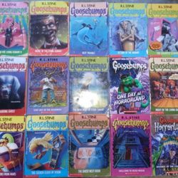 Goosebumps Books By R.L. Stine, Fifteen Miscellaneous Soft Cover Books, And One Hardcover Monster Blood Collection Book Thumbnail