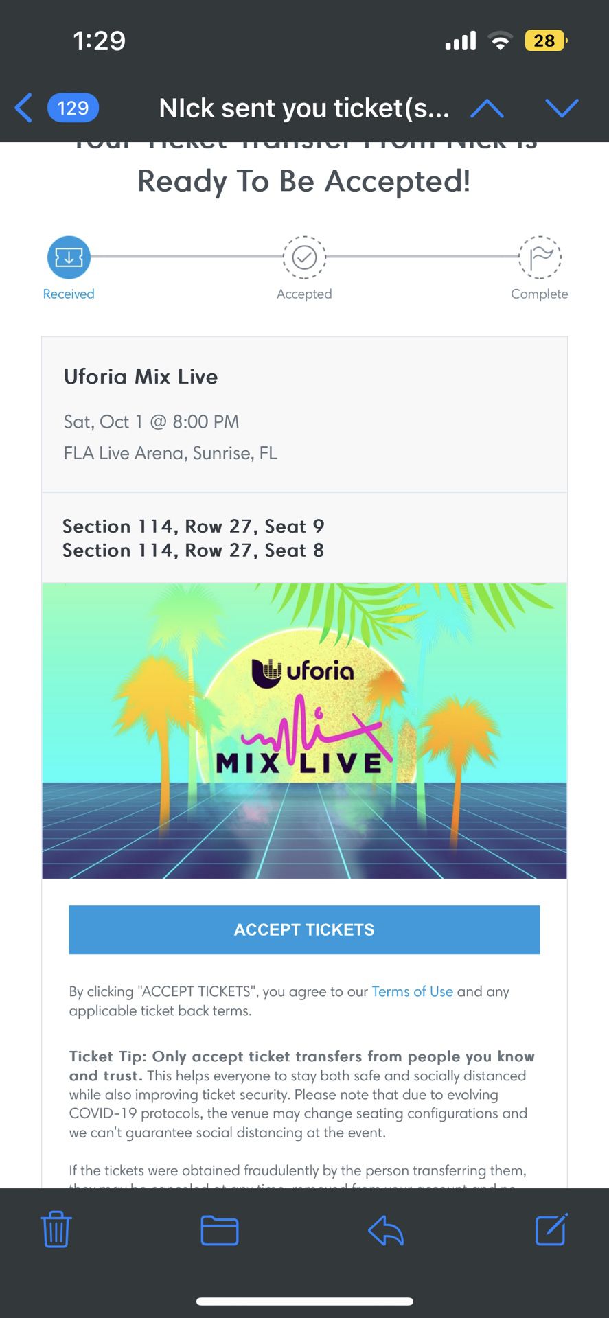 Uforia mix Live Tickets 