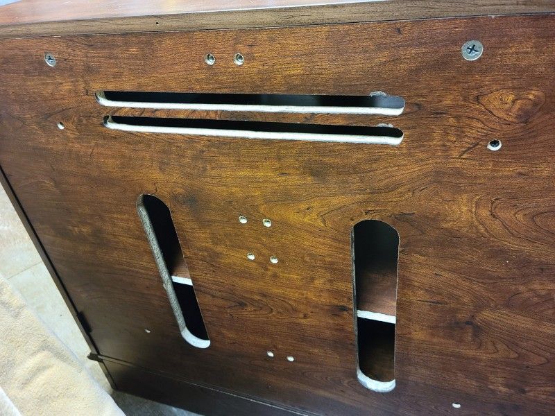This beautiful well constructed heavy piece of furniture can be used as a entertainment center, TV stand, console table, etc.