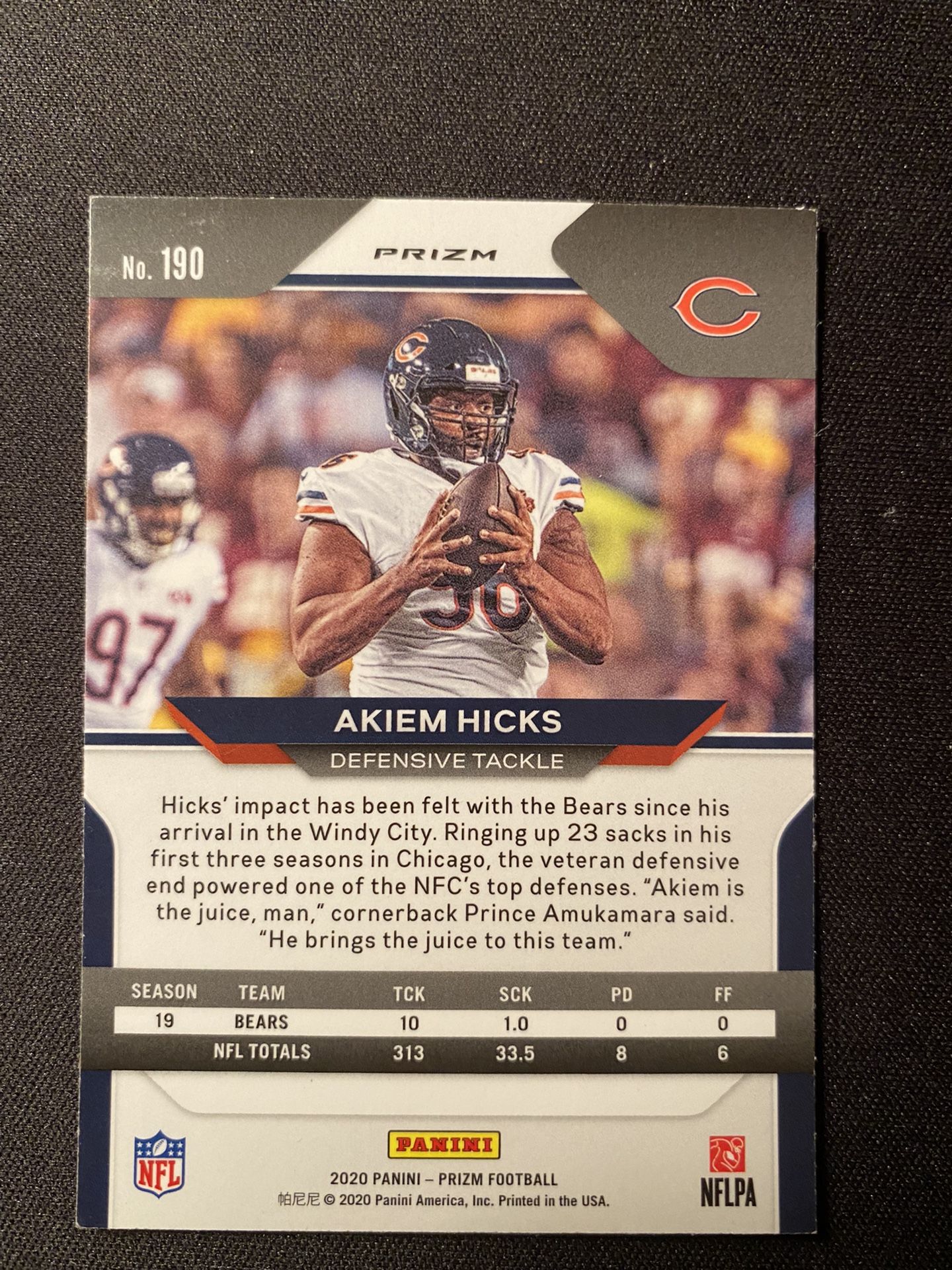 2020 Panini Prizm Football Akiem Hick Orange Disco #190