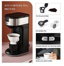 Coffee Maker, Single Serve Coffee Brewer for K-Cup Pod & Ground Coffee, Self Cleaning Function, 6 to 12 Oz.Brew Sizes By Sboly Thumbnail