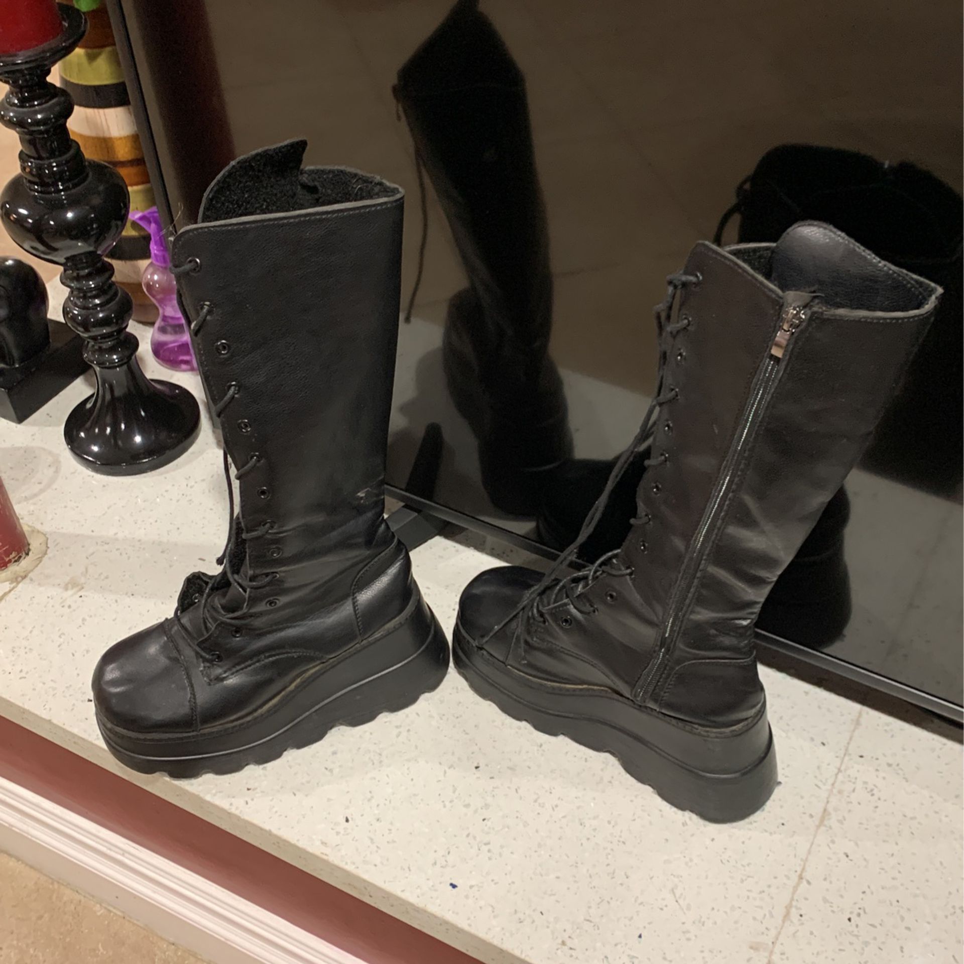 Knee High Black Boots Size 7