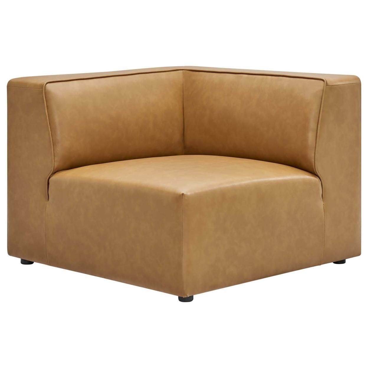 Mingle Vegan Leather Corner Chair, Tan