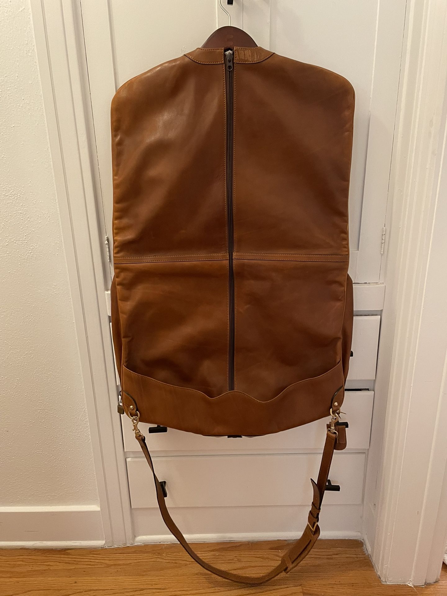 BALLY Garment Bag Suiter Travel Bifold Pebbled Leather Brown w Hangtag VTG RARE