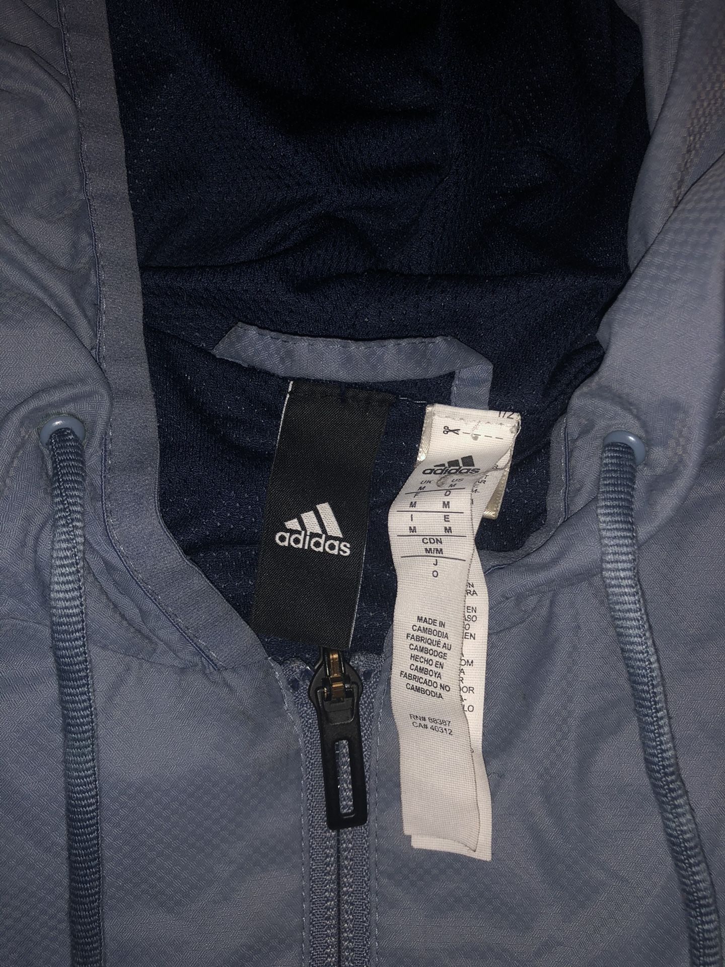 Adidas blue Grey windbreaker medium