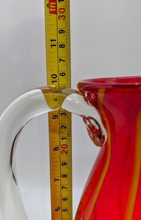 Hand Blown Ruby Red Glass Carafe Pitcher Large Heavy