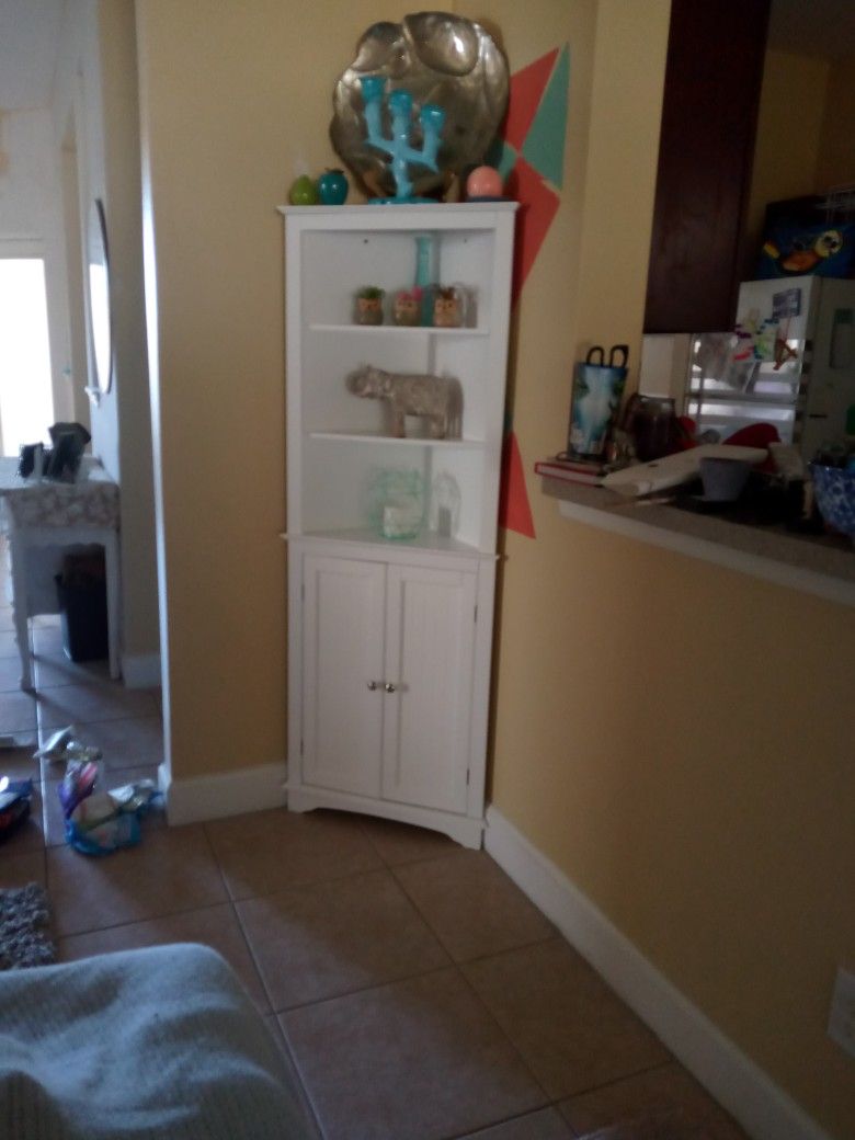 Corner Cabinet Shelf White In Perfect Condition, $120