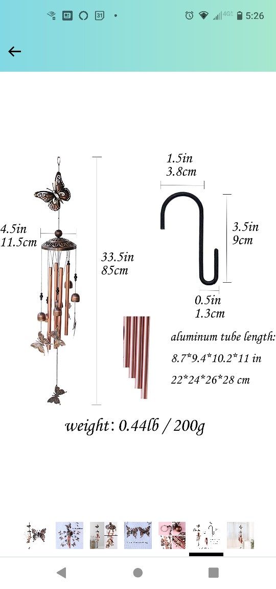 New! Wind Chime for Outside, Patio, Porch, Garden, Backyard Sympathy Memorial Wind Chimes Great Gift for Outdoor Indoor Decor Aluminum Tubes Wind Bell