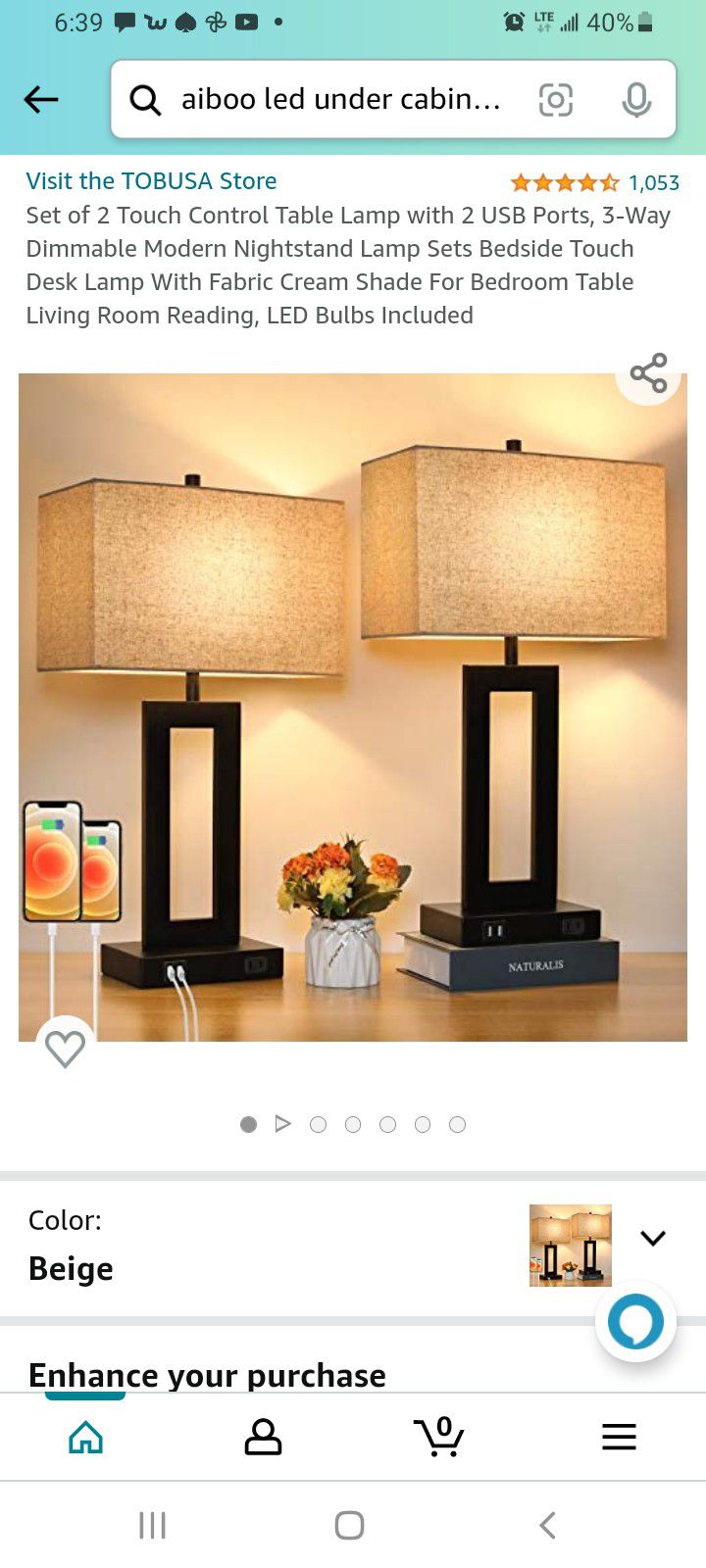 Set Of 2 Bedside Lamps