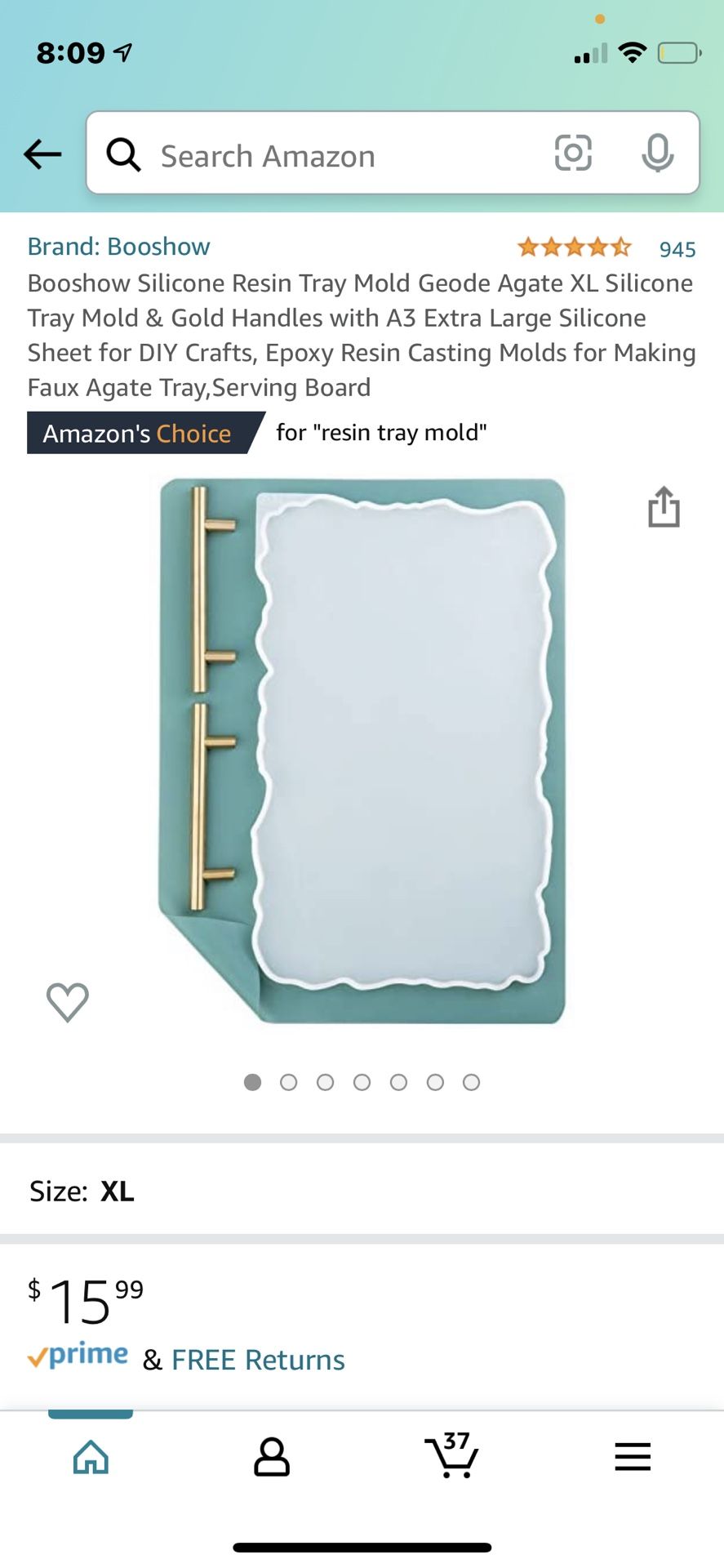XL Resin Tray Molds With Gold Handles And Metallic Decoration