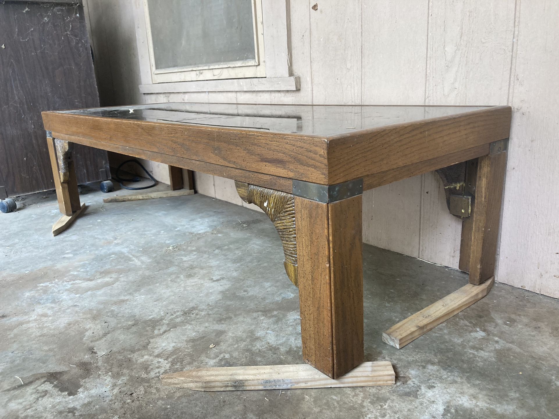 Antique Glass Top Table 