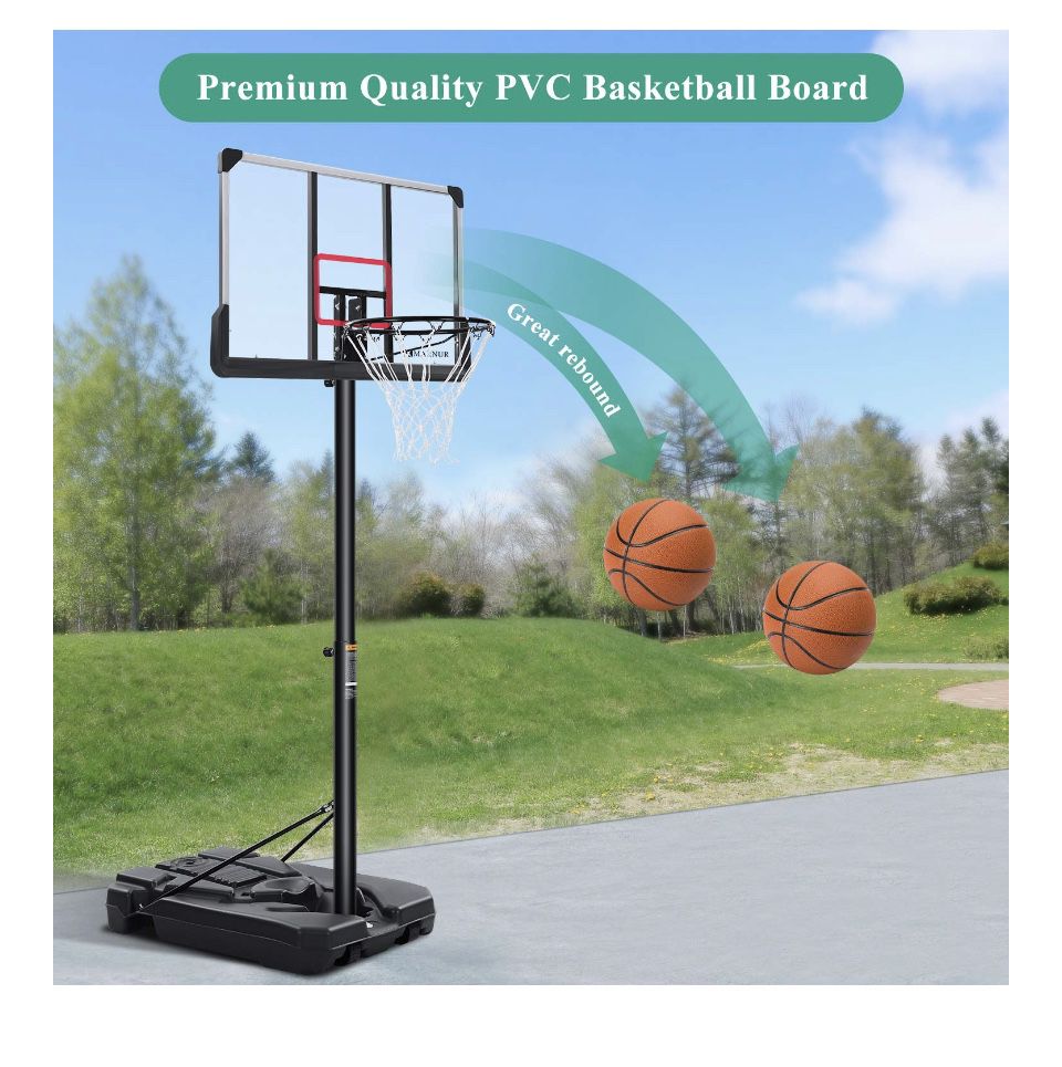Basketball Hoop Basketball  System  Set With Adjustable Height, 44 Inch Backboard  & Wheels For Family  Indoor  & Outdoor 