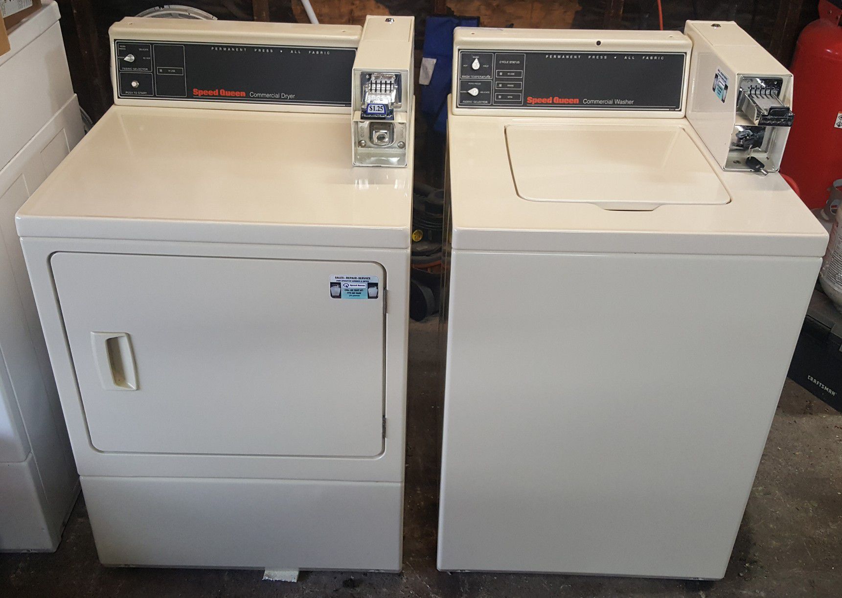COIN OPERATED SPEED QUEEN WASHER AND DRYER
