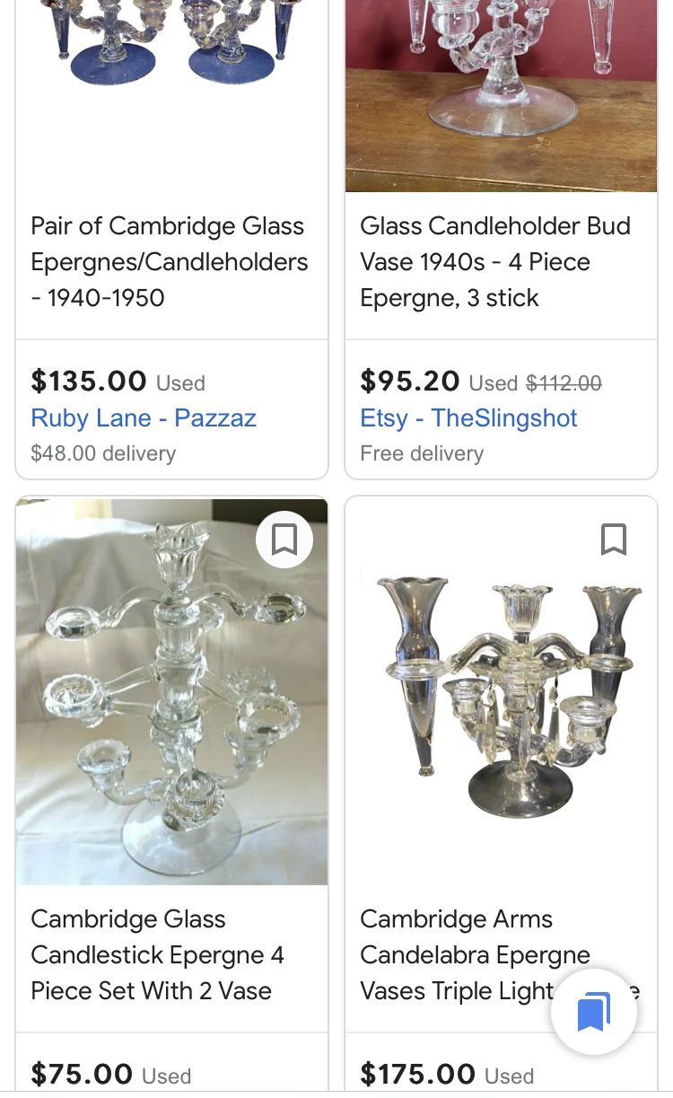 Epergne Candelabra Vase Glass Vintage Complete