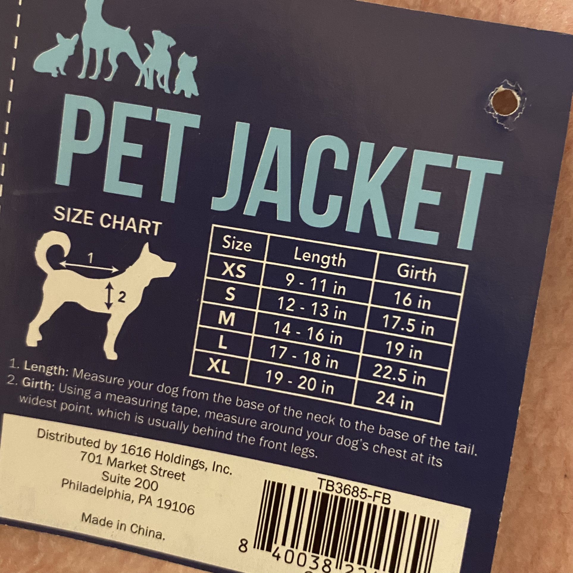 Pet Jacket Size medium