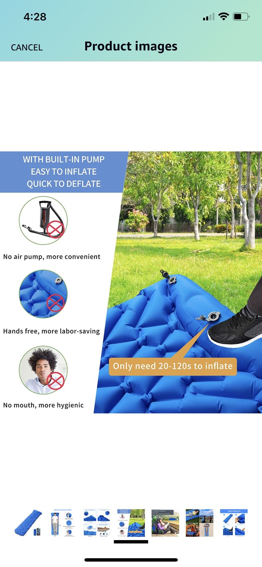 Camping Sleeping Pad Mat, Ultralight Sleeping Pads for Backpacking, Hiking Air Mattress - Extra Long, Lightweight, Inflatable & Compact Camp Sleep Mat