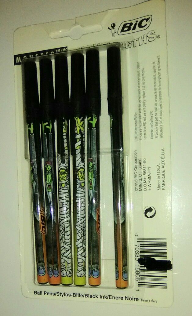 Vintage Bic Halloween Monster Pens Made In USA