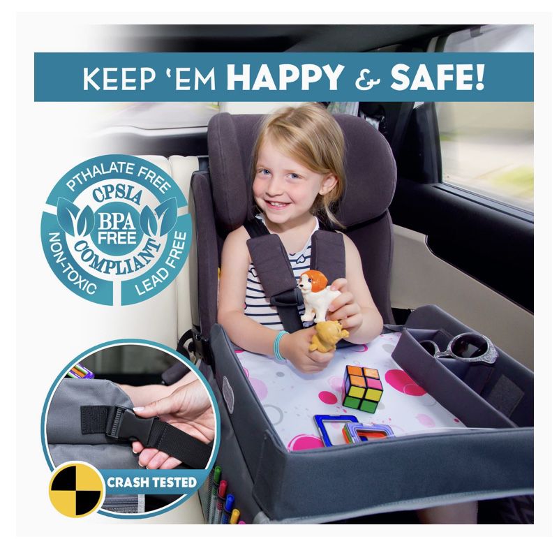 Kids Travel Tray - a Car Seat Tray - Travel Lap Desk Accessory for Your Child's Rides and Flights