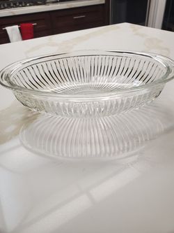 Vintage Toscany Oval Pressed Clear Glass Baking Dish With Lid $ 35.00 Price Firm Thumbnail