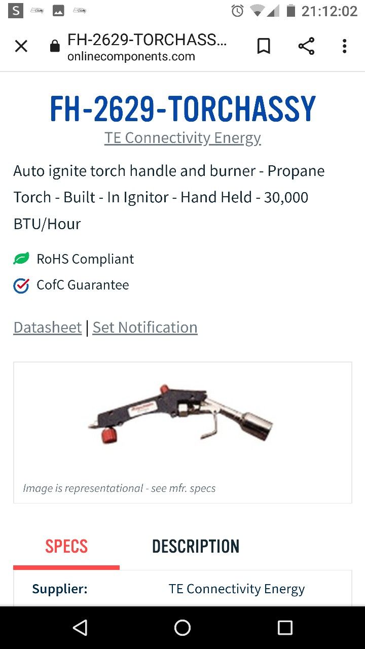 FH-2629 Torch Assy $30 Brand New
