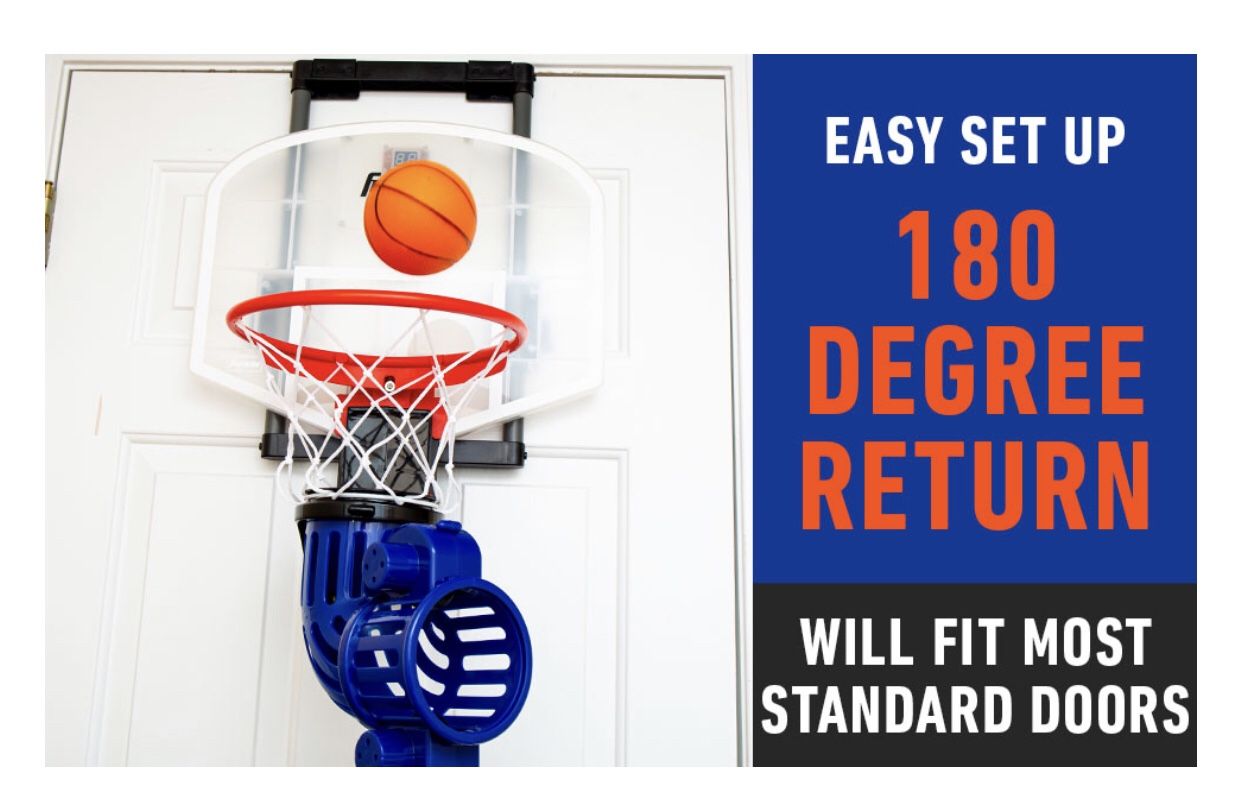 Franklin Sports Mini Basketball Hoop with Rebounder and Ball - Over The Door Basketball Hoop With Automatic Ball Rebounder - Indoor For Kids