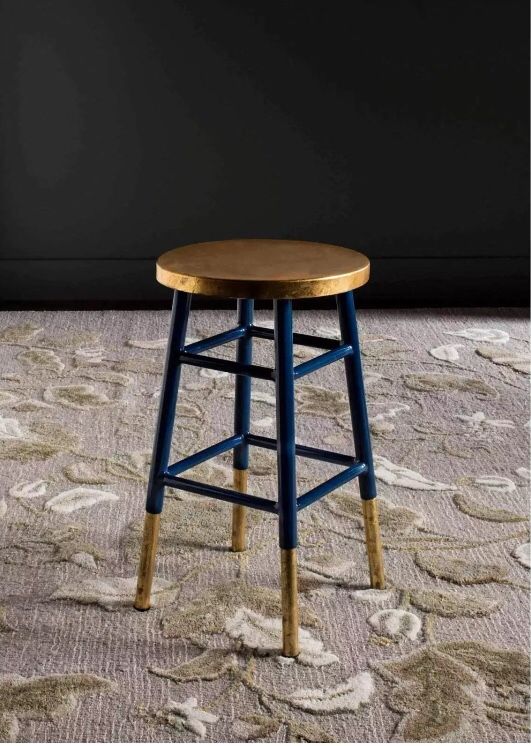 Safavieh Home Collection Emery Navy and Dipped Gold Leaf 24-inch Counter Stool