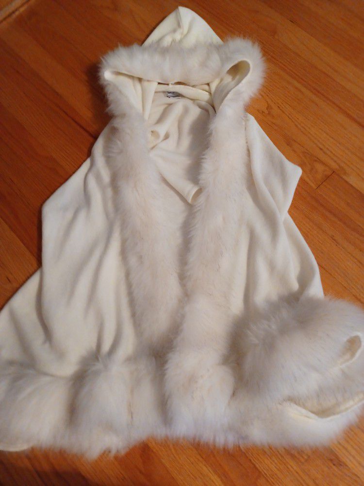 White Fur Vest Cap One Size New