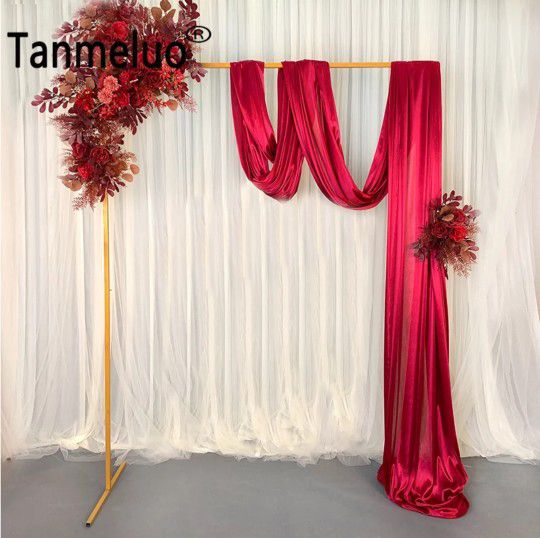5 M Event Curtains Solid Color Ice Silk Fabric Wedding Arch Draping Fabric Voile Arbor Drapes DIY Frame Stand Panel