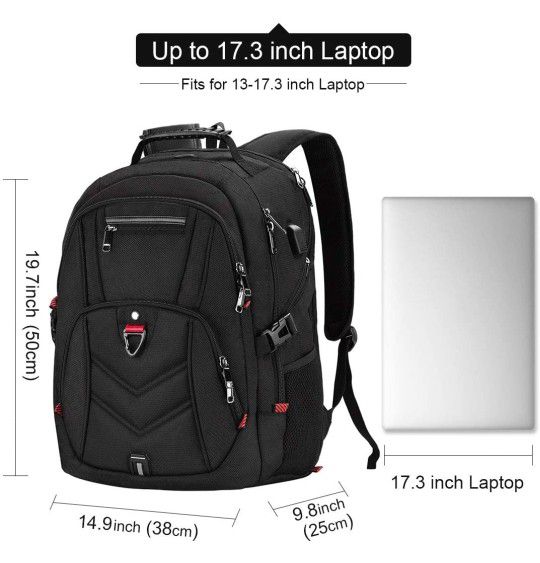 Laptop Backpack 17 Inch Business Travel Backpacks for Men Women Extra Large Waterproof TSA Anti Theft College Bookbags with USB Charging Port 17.3 Gam