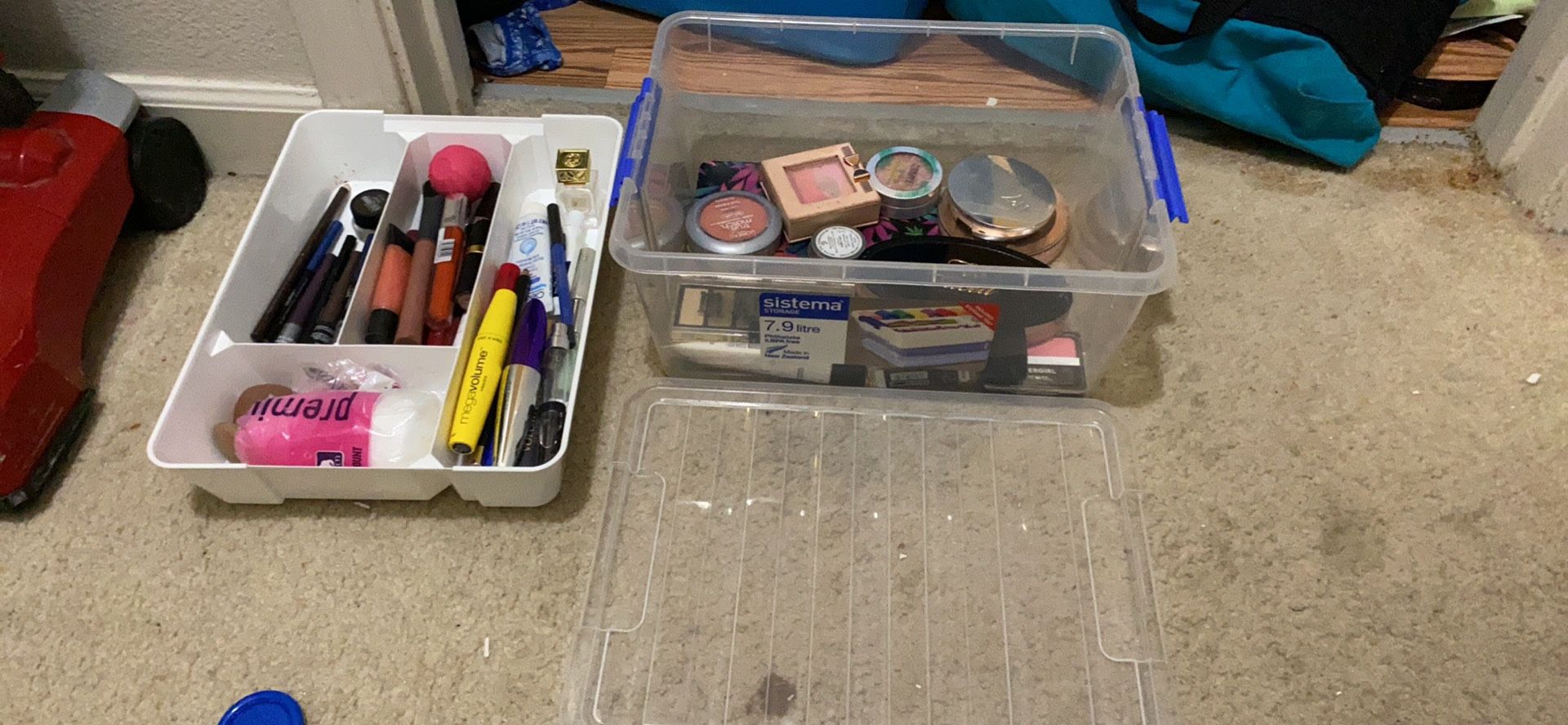 Stackable plastic containers one medium one large for sale