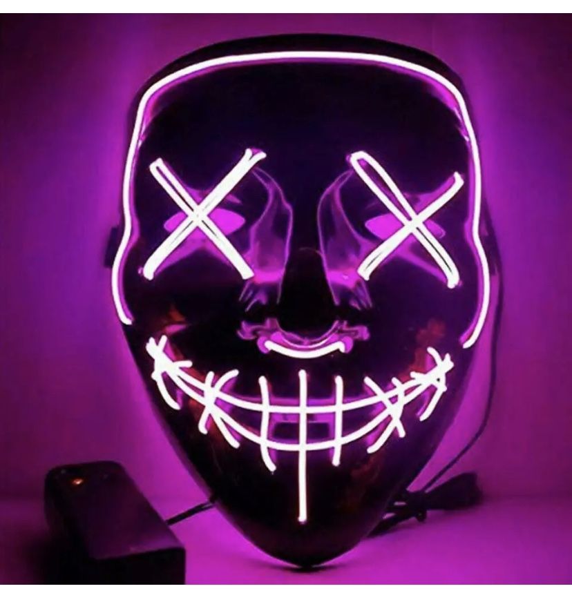 Halloween LED Glow Mask 3 Modes EL Wire Light Up The Purge Movie Costume Party 8 colors are available