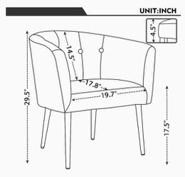 2 Upholstered Button Tufted Fabric Living Room Accent Chair with Metal Legs and Armrest (Velvet Gray)
 Thumbnail
